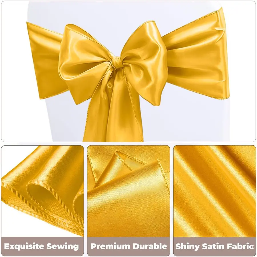 كرسي الزنانير الأقواس 100 قطعة كرسي الشريط الزنانير لحفل الزفاف وحفلات الاستقبال والولائم فندق كراسي الحدث الديكور الذهب 7x10 #4