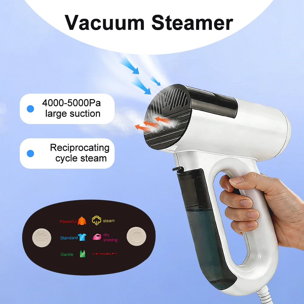 Handheld Steam Iron Household Garment Ironing Machine Strong Suction Dry Ironing Vacuum Steamer with Intelligent Handle Sensor