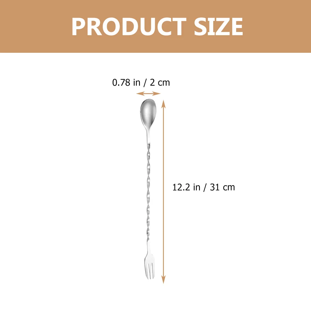 

3pcs Stainless Steel Mixing Spoons Long Cocktail Stirrers Rustproof Easy Clean Dishwasher Safe Smooth Surface For Coffee