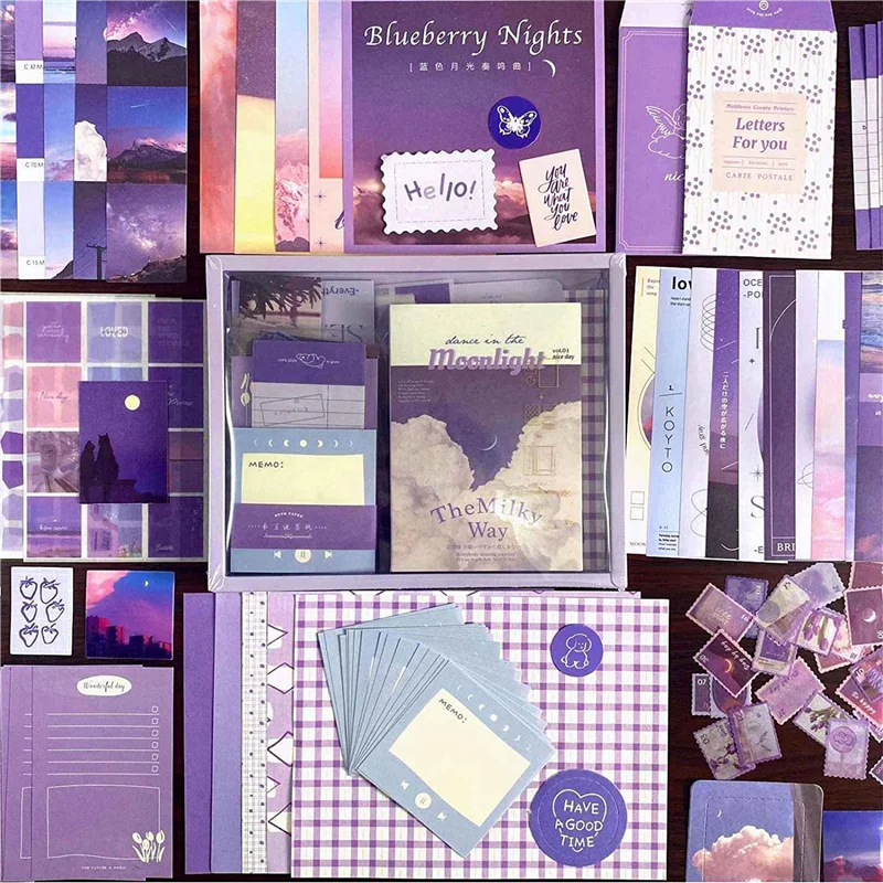 

【Superdeals】696 PCS Vintage Scrapbook Kit,Scrapbooking Supplies Kit, Junk Journal Supplies Kit With A6 Grid Notebook(Moonlight)