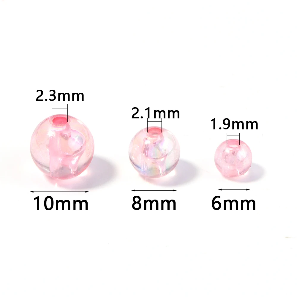 100Pcs/Lot 6 8 10mm Color Plated Transparent Round Acrylic Beads for Jewelry Making Loose Spacer Beads DIY Bracelet Necklace