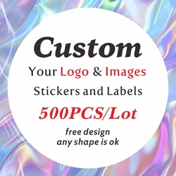 Autocollants Personnalisés avec Logo pour Boîte Cadeau, Mariage, Anniversaire, DIY, 500 Pièces