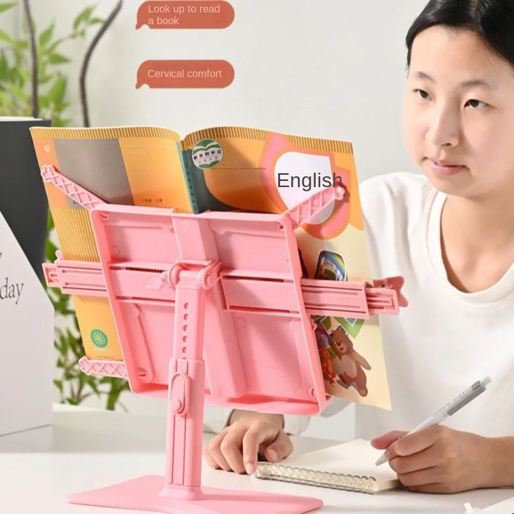 Adjustable Angle Lifting Landing Book Stand Extendable Anti-slip Mat Reading Bookshelf Plastic with Clip Book Holder Recipes