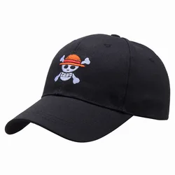Anime ONE PIECE Luffy Cosplay Unisex Panama Hat Casual Beach Baseball Cap Sun Hat Embroidery Outdoor Fisherman Hat For Kids Gift