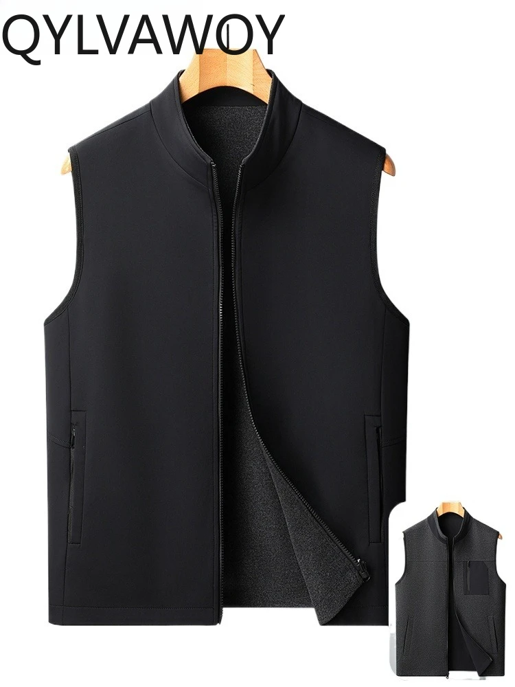 

QYLVAWQY 86% Polyamide Men's 2025 Spring Autumn Classic Thin Stand Collar Sleeveless Vest Casual Waistcoat Gilet chaleco LJ2048