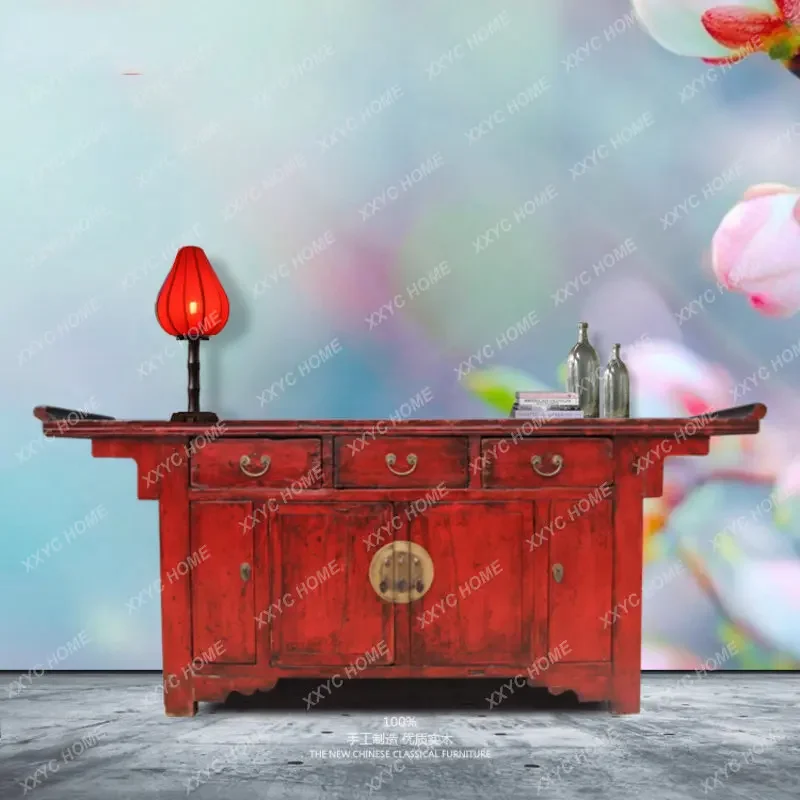 

New Classical Chinese Style Wooden Furniture Hallway Cabinet Hallway Storage Decorative Cabinet Antique Distressed