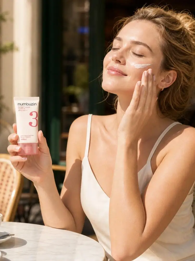 Numbuzin 3 No Filter Tone-Up Sonnenserum Täglicher UV-Schutz für das Gesicht Sonnencreme Aufhellende Make-up-Basis Leicht und Feuchtigkeitsspendend