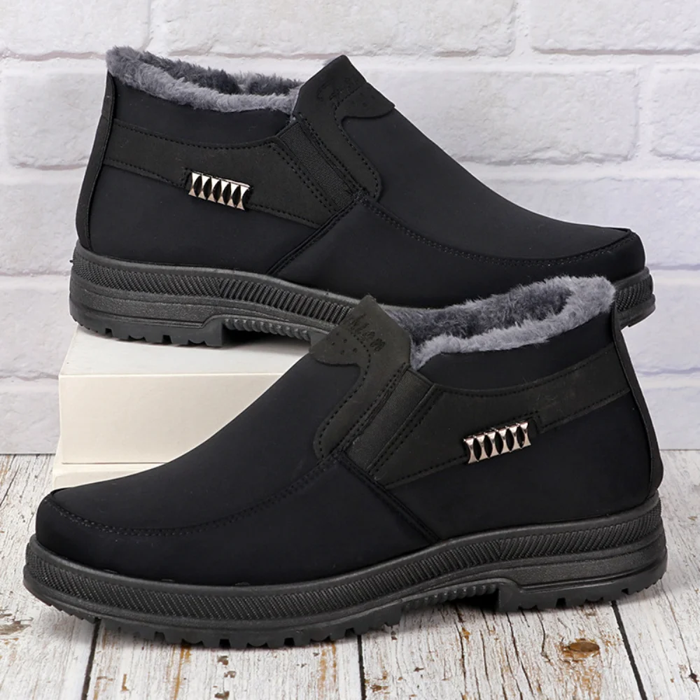 

Winter Business Casual Men Cotton Boots Genuine Cotton Men's Soft Cloth Soft Soled Cotton Shoes Metal Decorative Men's Shoes