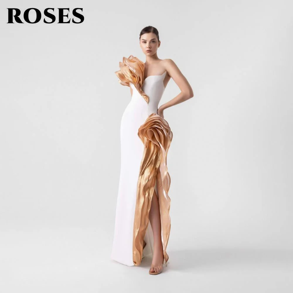 

Белое вечернее платье ROSES без рукавов с вырезом «сердечко», с 3D-драпировкой, фасон «русалка», нарядное, на заказ