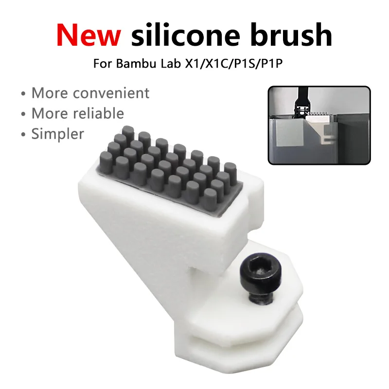 For Bambu Lab Hotend Wiper P1P P1S X1 X1C Nozzles Wiper Silicone Brush Mounted Scrubbers Print Head Cleaner Printer Head Wiping