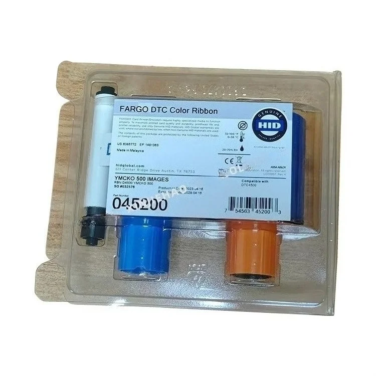 Original HID 045100 045200 045500 075333 ymko color ribbon 075351 black color ribbon for DTC1250e DTC4250e DTC4500 card printer