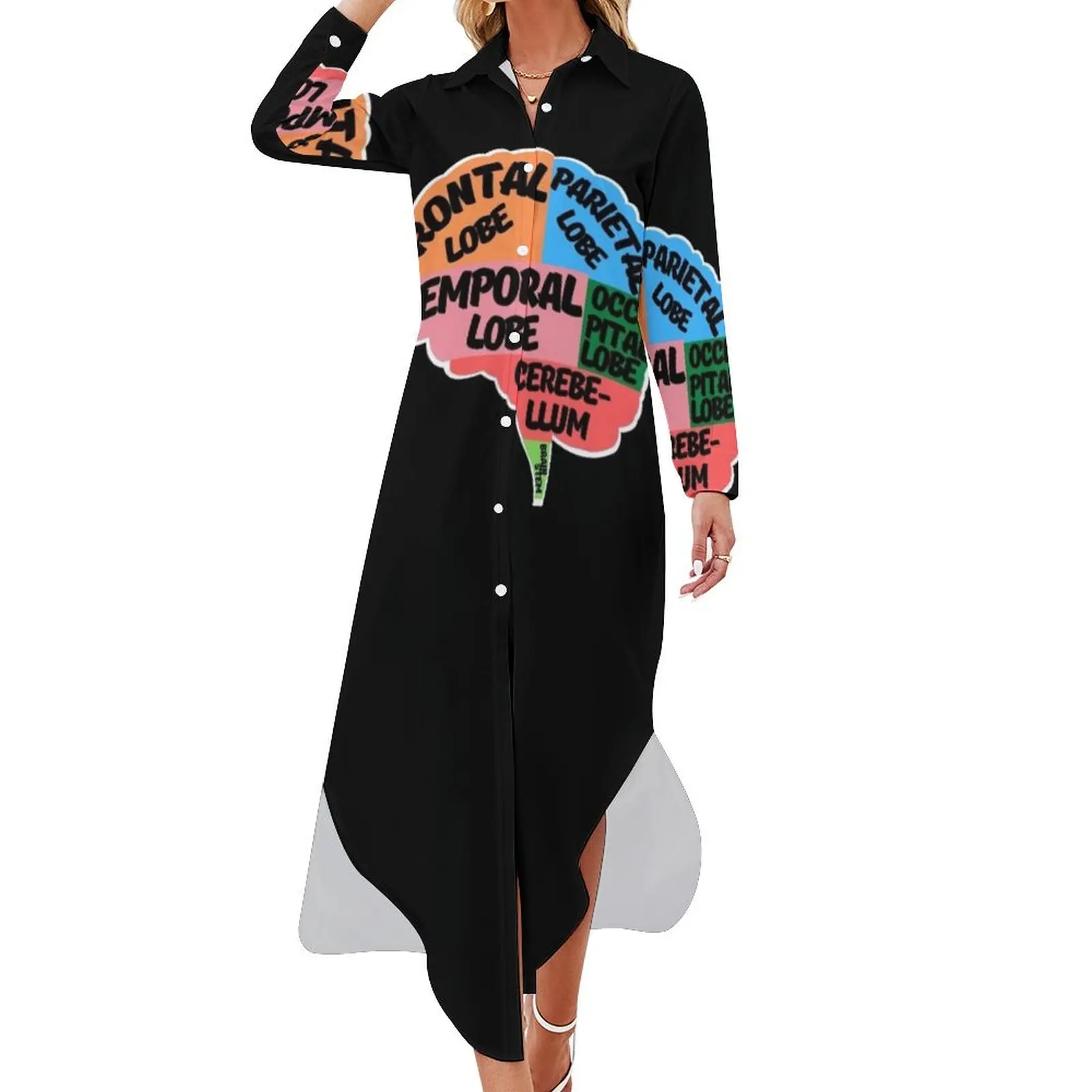 

Parts of the human brain Long Sleeved Shirt Dress women's luxury party dress Summer women's clothing birthday dress