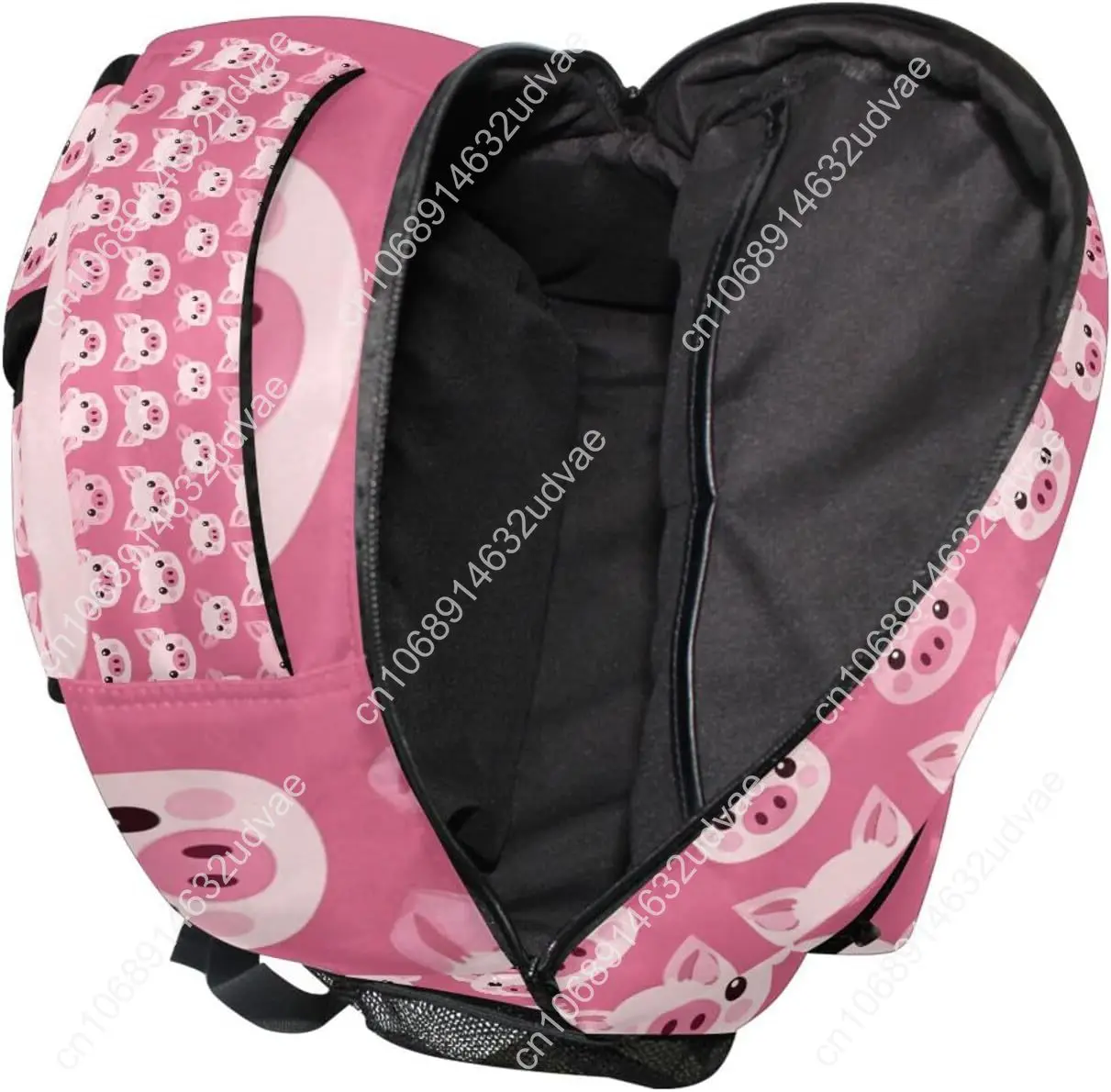 Pink Cartoon Pig Face Laptop Backpack Shoulder School Bag For Girls, Animal Water Resistant College Travel Computer Notebooks Co
