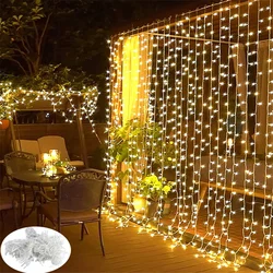 New LED Icicle Curtain String Light 3x3M EU Plug 8 modalità Christmas Garland Fairy Lights per la decorazione della casa del giardino della festa nuziale
