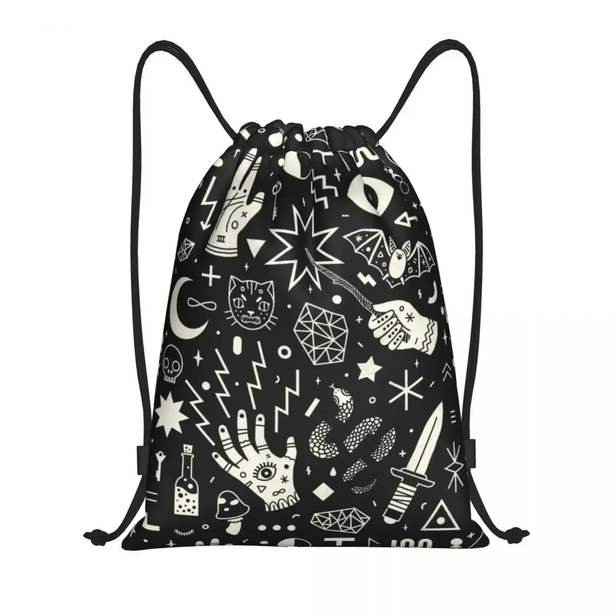 Custom Halloween Witchcraft Witch Drawstring Bags Women Men Lightweight Occult Witchy Magic Sports Gym Storage Backpack