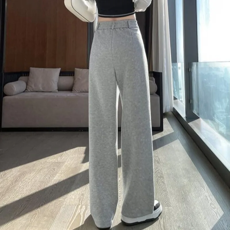 Pants Women Wide Leg Solid Simple All-match Leisure Exercise High Waist Straight Drape Mopping Slender Ulzzang Streetwear Chic