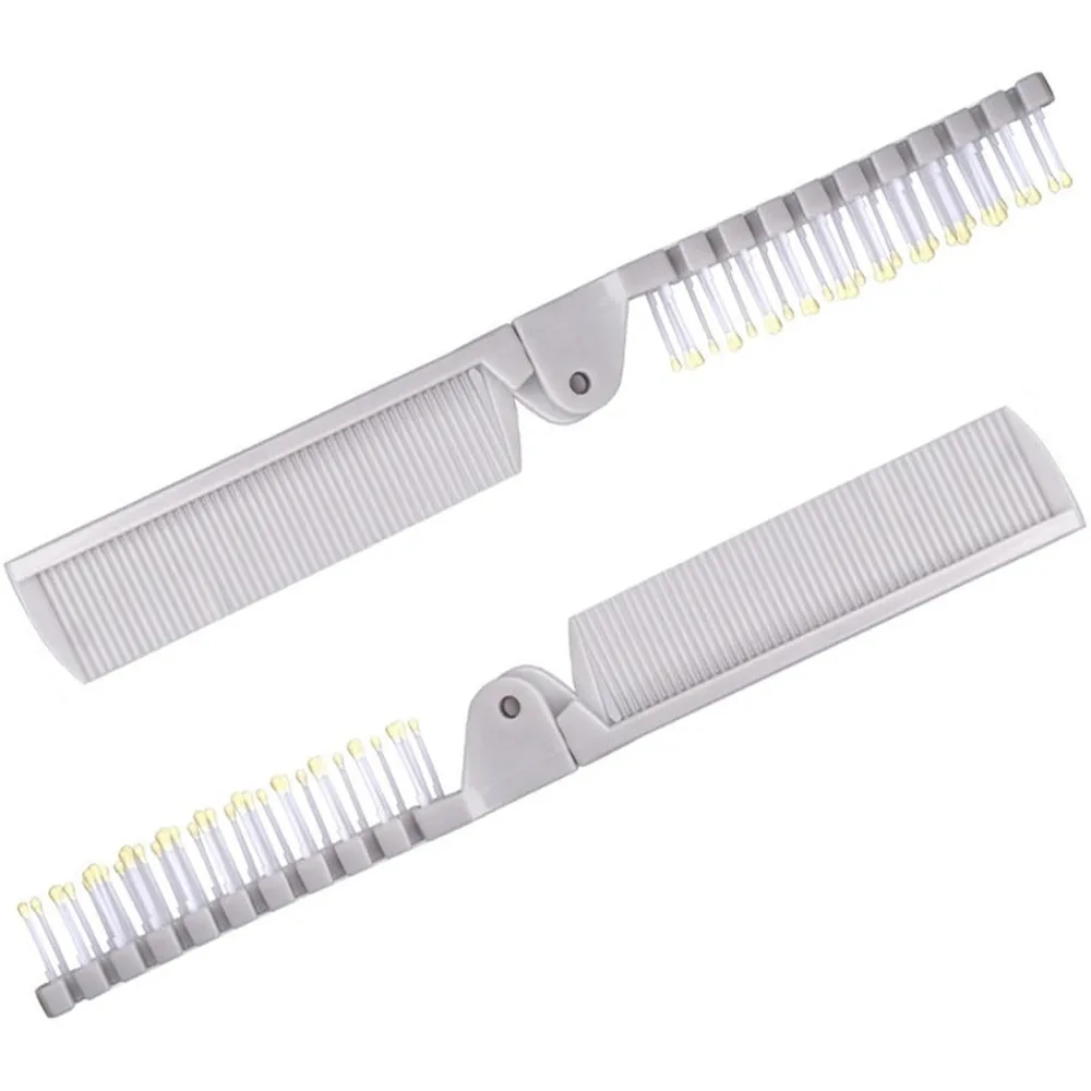 2-Piece Folding Hair Brush Set: Compact, Pocket-Sized, Double-Sided Anti-Static Comb for Travel
