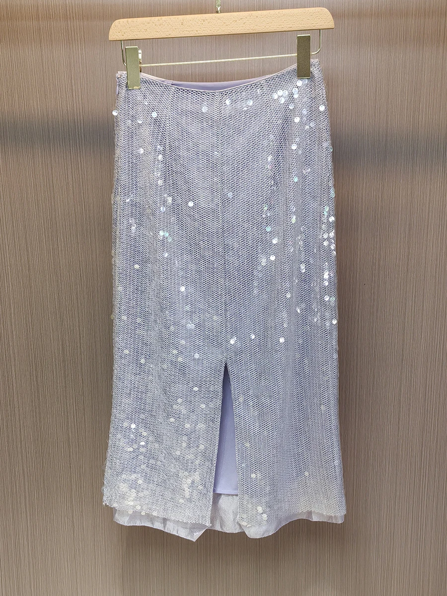 South Oil 2025 Sommer Neue Damen Vintage Pailletten Svel Weste Top plus f Rock Faion Set rund Ne ort Sve Lange...