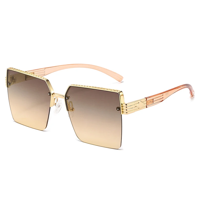Cool Square Sunglasses Ins Trendy Metal Half Frame Fashion Sunglasses Sunshade Glasses 1205