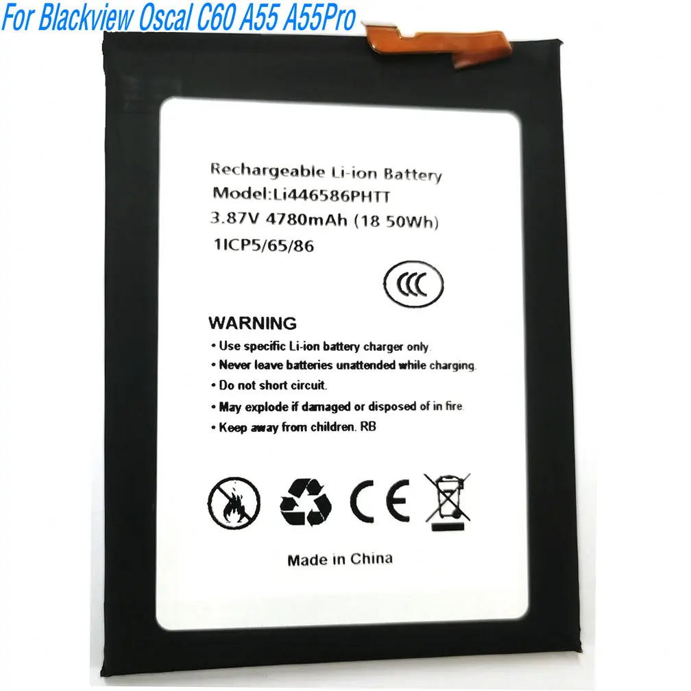 

3.87V 18.5Wh Li446586PHTT Replacement Li-ion Battery for Blackview Oscal C60 A55 A55Pro Mobile Phone