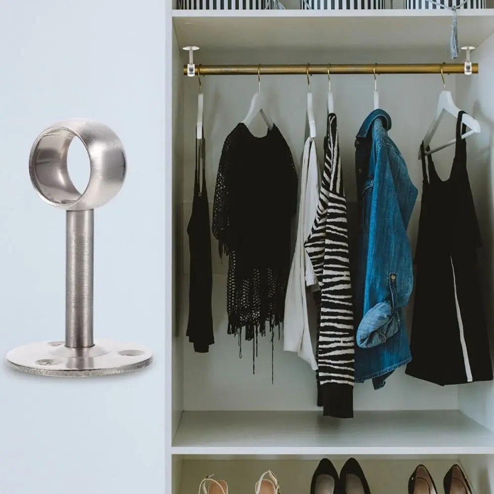 1Pcs 새로운 스테인레스 스틸 파이프 브래킷 19/22/25mm 하프/올 패스 튜브 홀더 옷걸이 옷 폴 커튼 막대