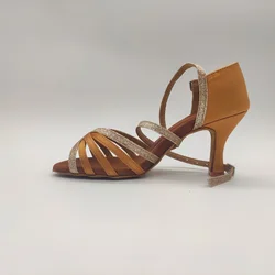 Practice Women Dance Shoes Brown Latin Salsa Ballroom Shoes Girls 8cm Heeled Party Laitn Dancing Shoes high  heel women shoes
