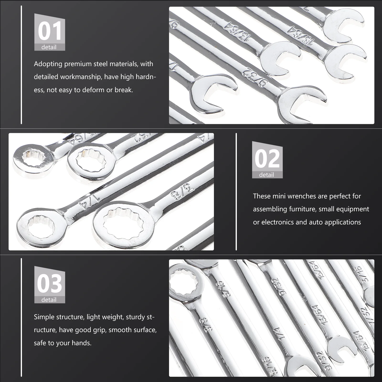 

10pcs Mini Set Steel Spanner For Home Repair Auto Maintenance Small Equipment Pocket Wrench Fixing Pocket Wrench Kit