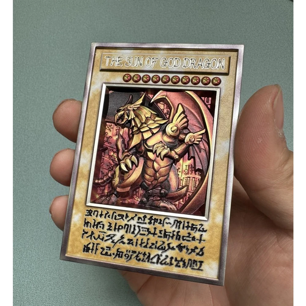 Yu-Gi-Oh DIY بطاقة معدنية محلية الصنع قابلة للجمع Slifer the Sky Dragon Obelisk the Tormentor منحوتة الإغاثة بريق الصبي هدية عيد الميلاد