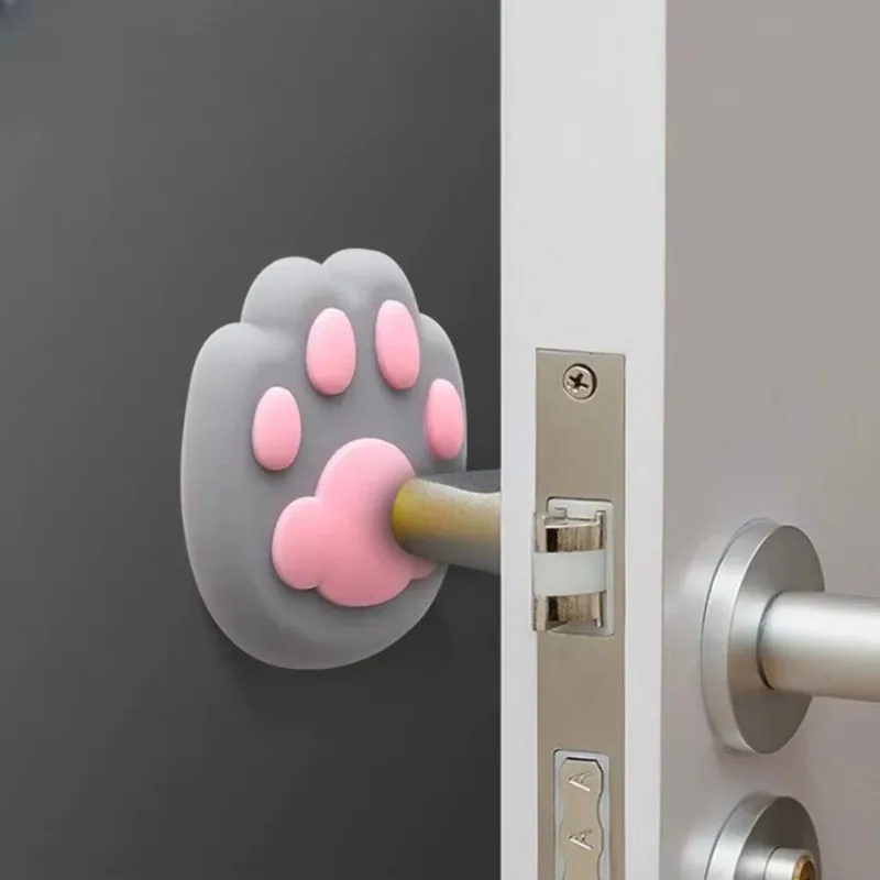 1pc Cute Cat Paw Door Stopper Self Adhesive Rubber Wall Protector Anti Collision Bumper Guard Sticker