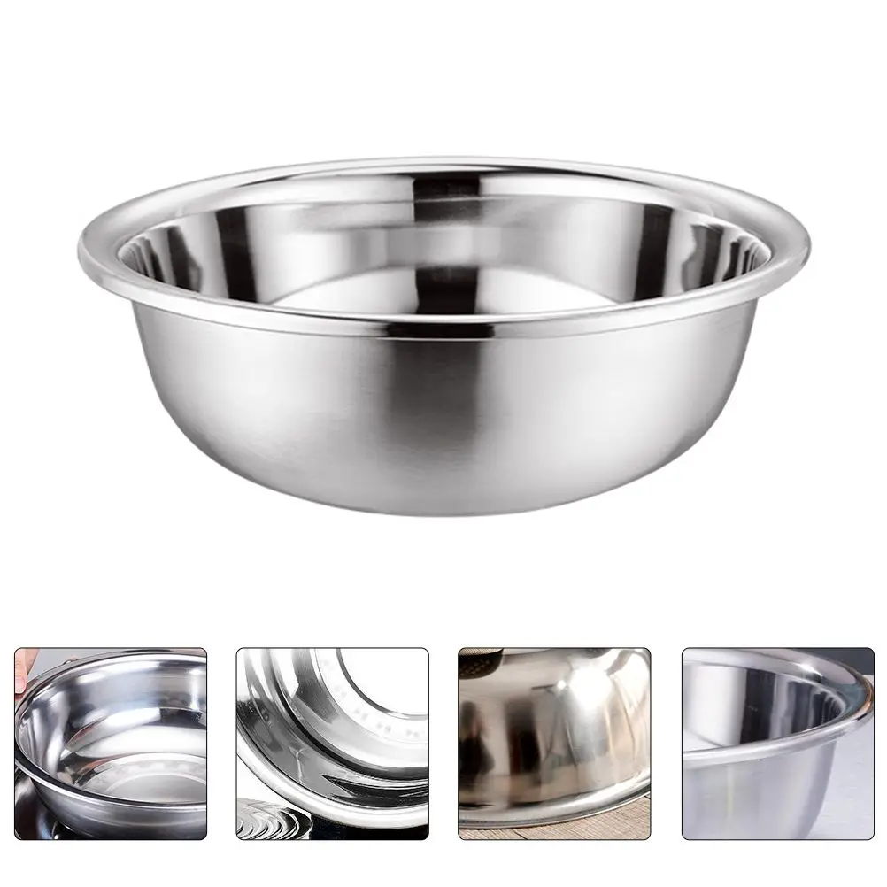Stainless Steel Basin Soup Bowl Home Tableware Kitchen Prep Bowl Wash Vegetable Salad Reusable Durable Stackable Store