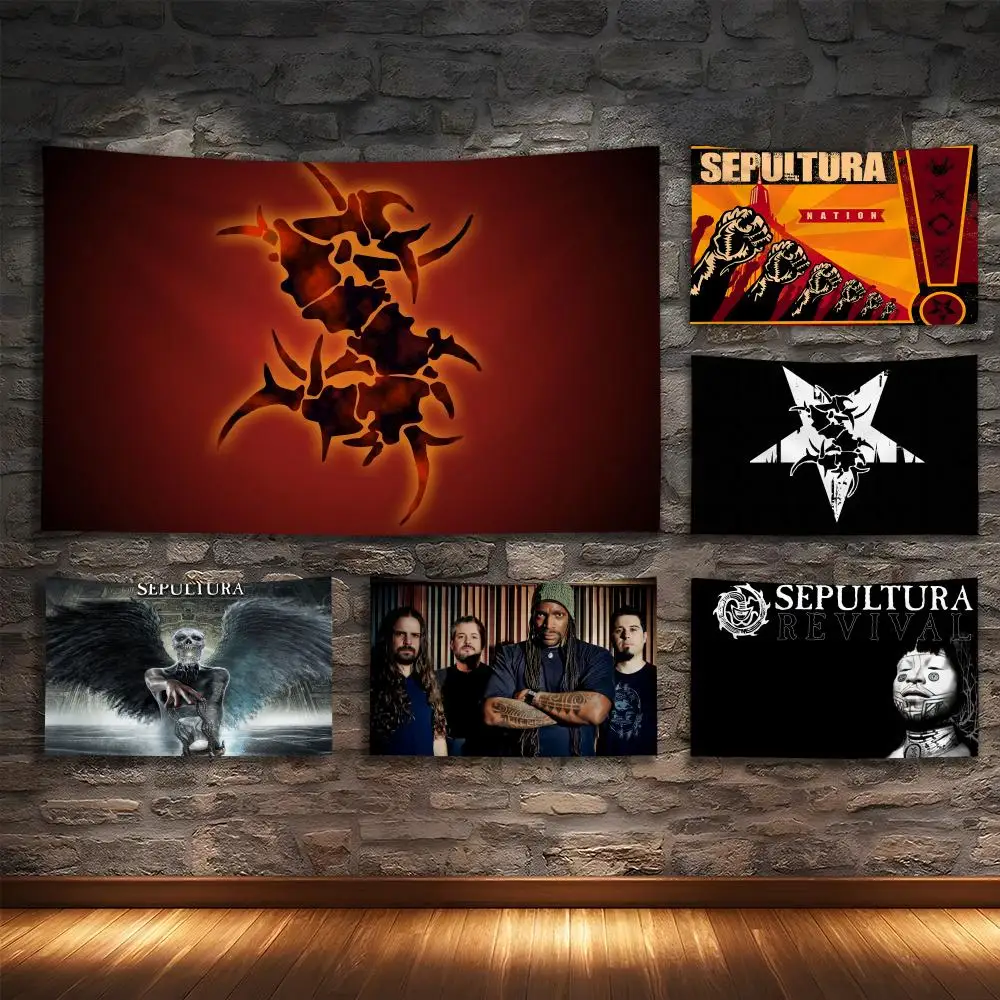 

S-SepulturaS Rock Band Tapestry Custom Living Bedroom Party Dormitory Interior Wall Bohemian Decoration Attached Clip