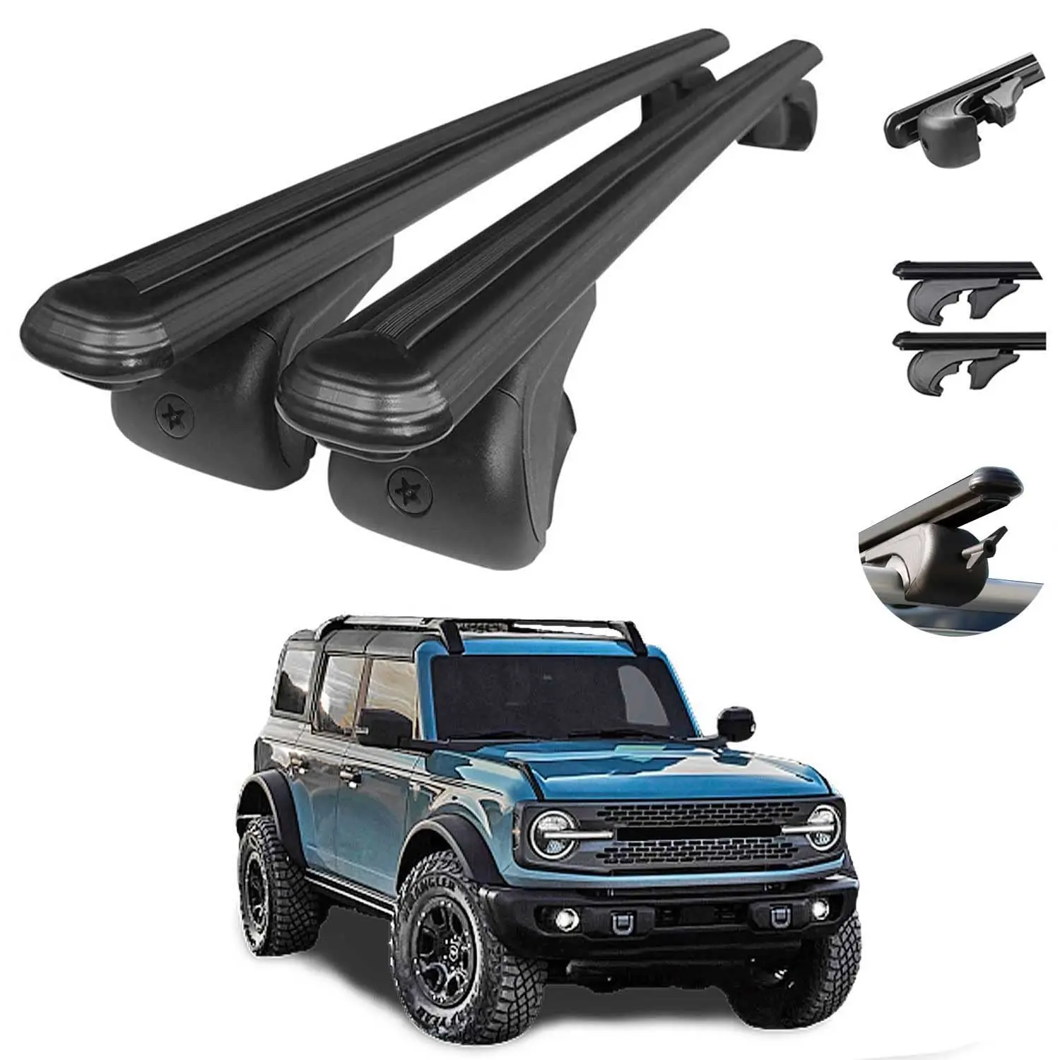 

New Wind Auto Exterior Accessories Roof Rack Crossbars Aluminum Lockable Black Top Cargo Racks For Ford Bronco 20-22 Off Road