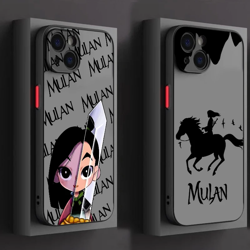 Design Mulan Cartoon Art Disney Frosted Translucent For Apple iPhone 16 15 14 13 12 11 XS XR X Pro Max Plus Mini Cover