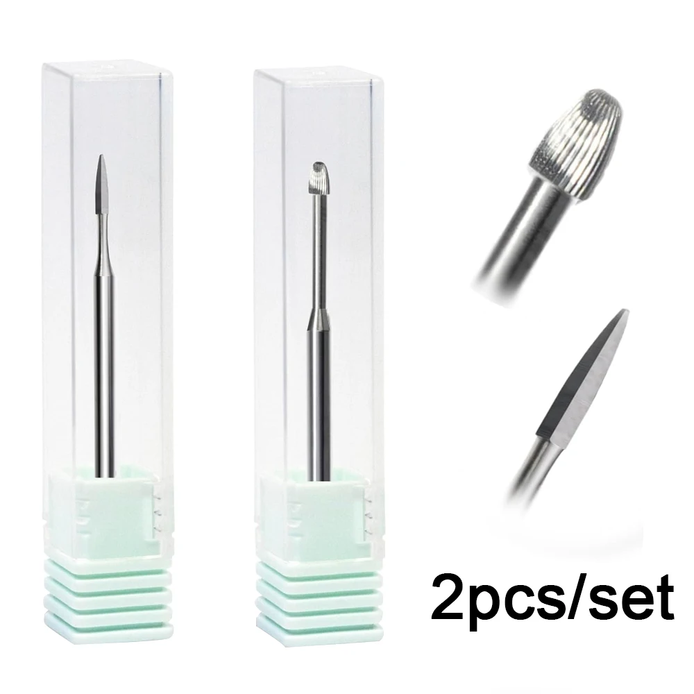 2 pçs cutícula limpa prego broca 3/32 '', carboneto de segurança profissional sob limpador de unhas bit para cutícula pele morta prego pré