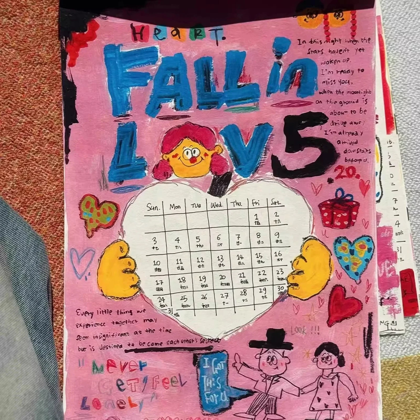 Hand Painted Wall Calendar 2027 Funny Graffitti Art Style Calendar Books Creative Decorative Painting Student New Year Gifts