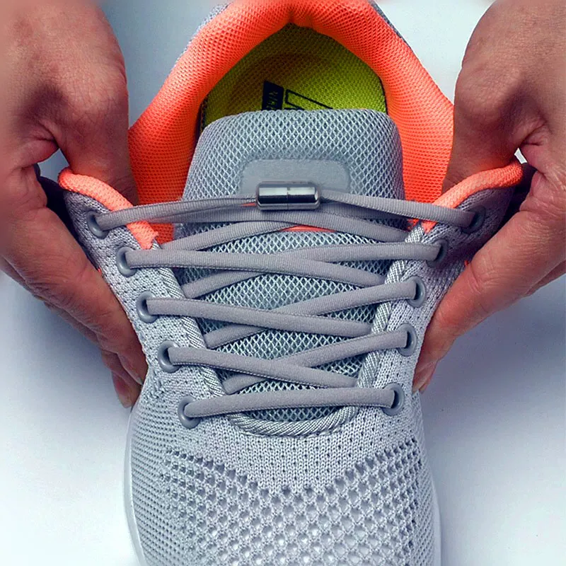 New 1Pair Elastic Locking Shoelaces Semicircle Shoelace Sneakers Shoe Laces Quick No Tie Shoelace Kids Adult Shoes Lace 21colors