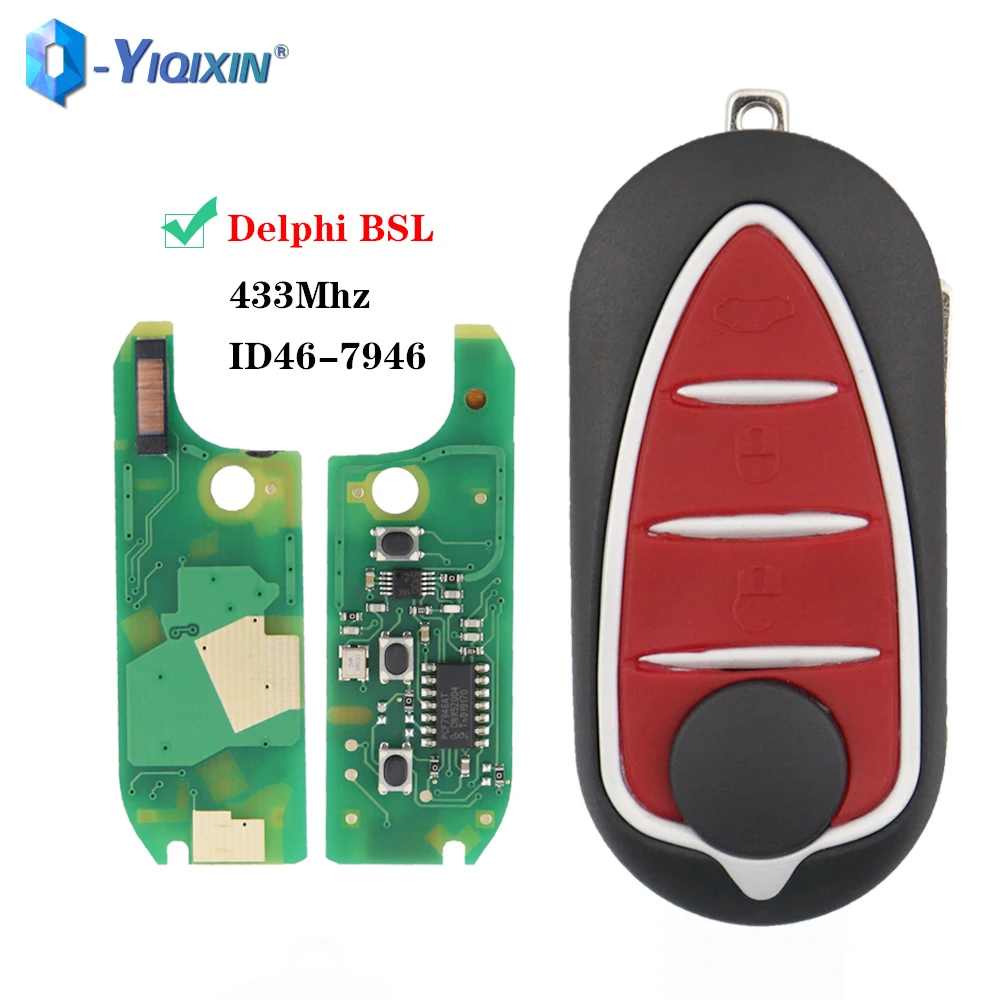 YIQIXIN 433Mhz Delphi BSI Car Folding Remote For Alfa Giulietta 2010-2016 147 156 166 Chiave Romeo Mito GTA 2008-2015 ID46 Chip