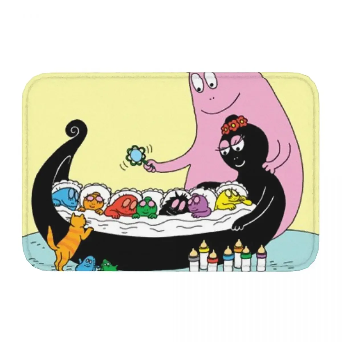 Non-slip Doormat Les Barbapapa Family Anime Baby Sleep Carpet Bath Kitchen Mat Outdoor Indoor Decor