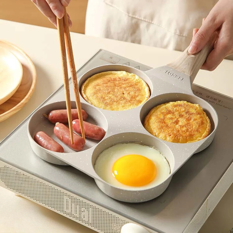 

Non-stick Fried Egg Burger Machine Pan, Household Aluminum Alloy, Four-hole Fried Egg, Small Pancake Pan, Deepening and Thickeni