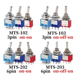 10pcs MTS-102 103 MTS-202 203 Toggle Switch 6A 125VAC on on SPDT 6mm Mini Switch DPDT on off on Waterproof Cap