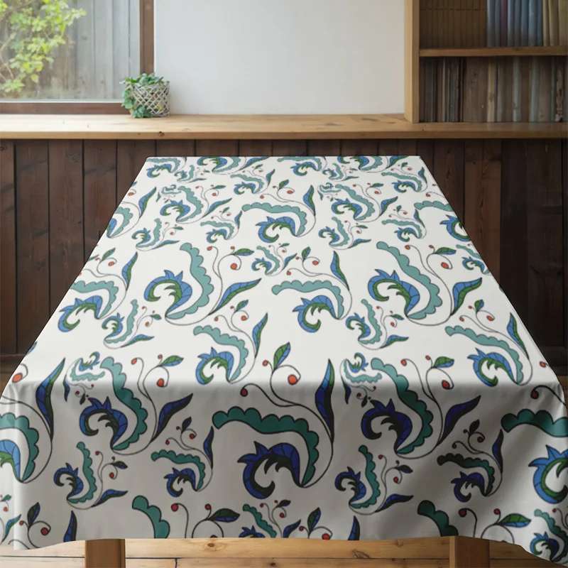 Mantel moderno con estampado de flores abstractas para comedor, decoración del hogar, cocina, 53x102cm (blanco/azul), AliExpress
