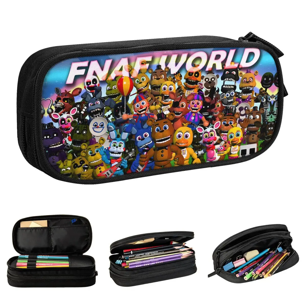 fnaf estojos de lapis classic horro game bolsa de armazenamento grande para estudantes estojos de ziper para meninas e meninos anime 01