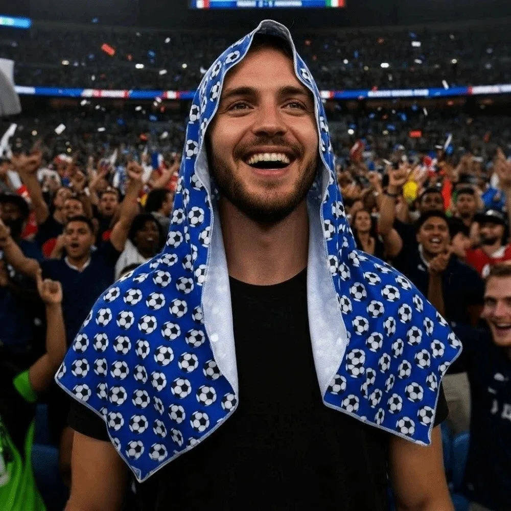Quick-Dry Cooling Sports Scarf Football Pattern Moisture-Wicking Hooded Headscarf Multifunctional Lightweight