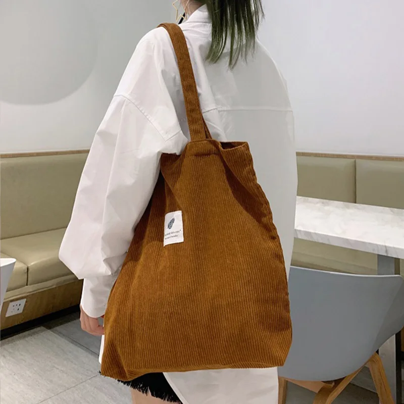 Fashion Corduroy Women Shoulder Bags Outdoor Party Tote Reusable Small and Big Girl Shopper Bag Soft Eco Organizer Handbags 2023