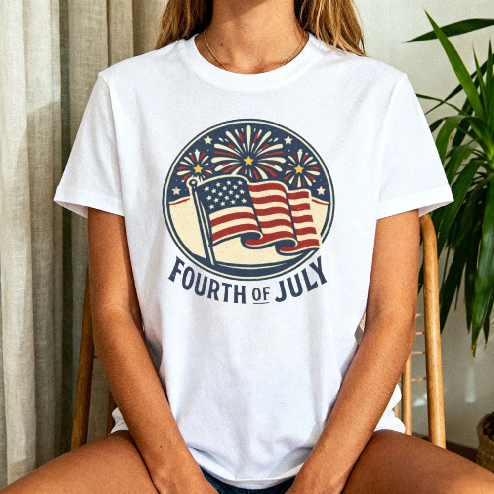 

4th of July Unisex T-Shirt Patriotic USA Independence Day Shirt Red White & Blue 4th of July Gift Tshirt Men Women Summer Tee