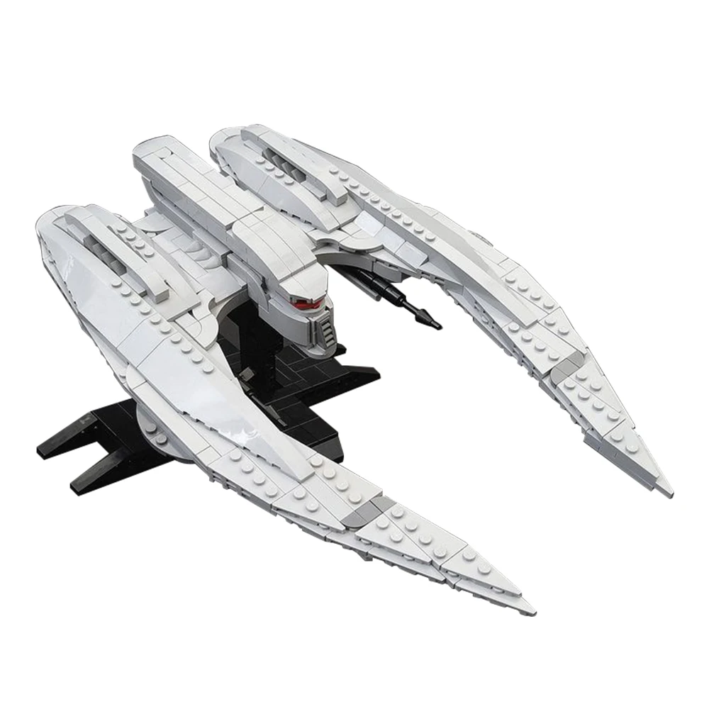 2023 MOC MK II Cylon Raider-minifig skala statek kosmiczny klocki DIY wyลwietlacz Model myลliwca zabawki cegลy na prezenty dla dzieci