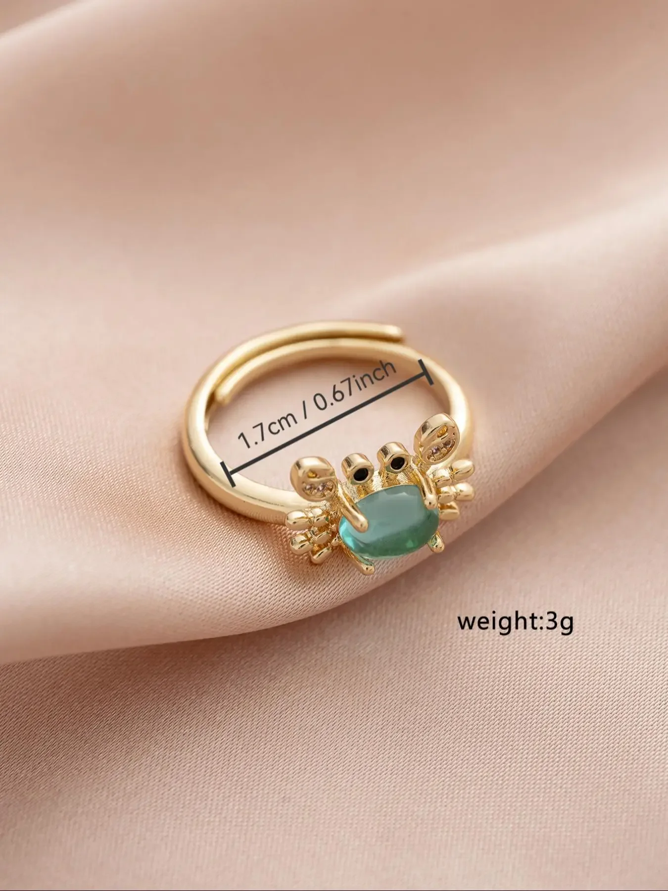 Cute Mini Crab Design Statement Ring, Gold Color Adjustable Rings, Unique Rings, Fashion Jewelry for Party, Daily Clothing Decor, Trendy All-match & Exquisite Jewelry for Birthday Gift, Trendy Jewellery Accessories