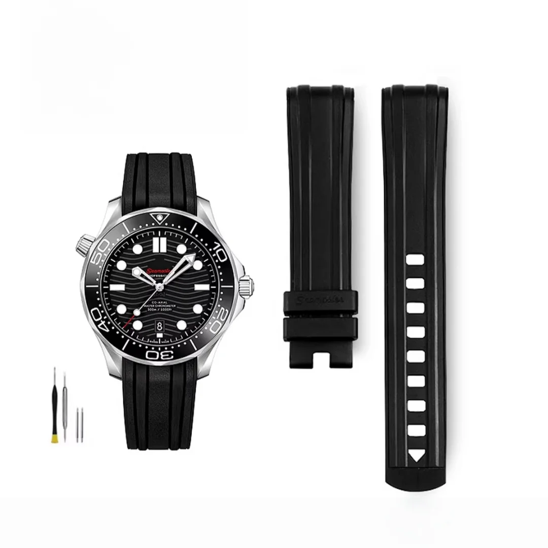 

Original Design 20mm FKM Watch Strap Fit For Omega Seamaster 300/220 With Original Extended Buckle 316L Stainless Steel Clasp