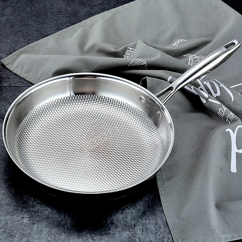 26-30cm Frying Pan Stainless Steel Nonstick Round Skillet Stay Cool Handle For Induction Ceramic Electric Halogen Gas Cooktops
