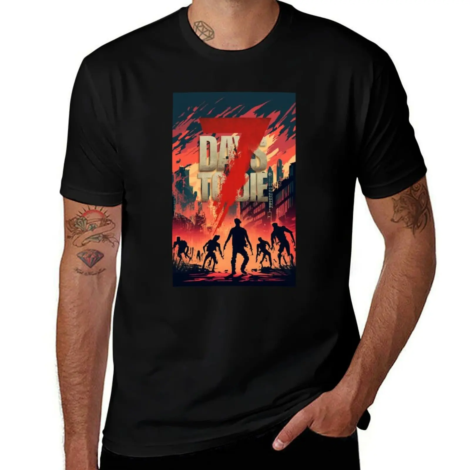 

7 days to die burning town T-Shirt T-shirts oversize heavyweights sublime for a boy Men's t-shirts